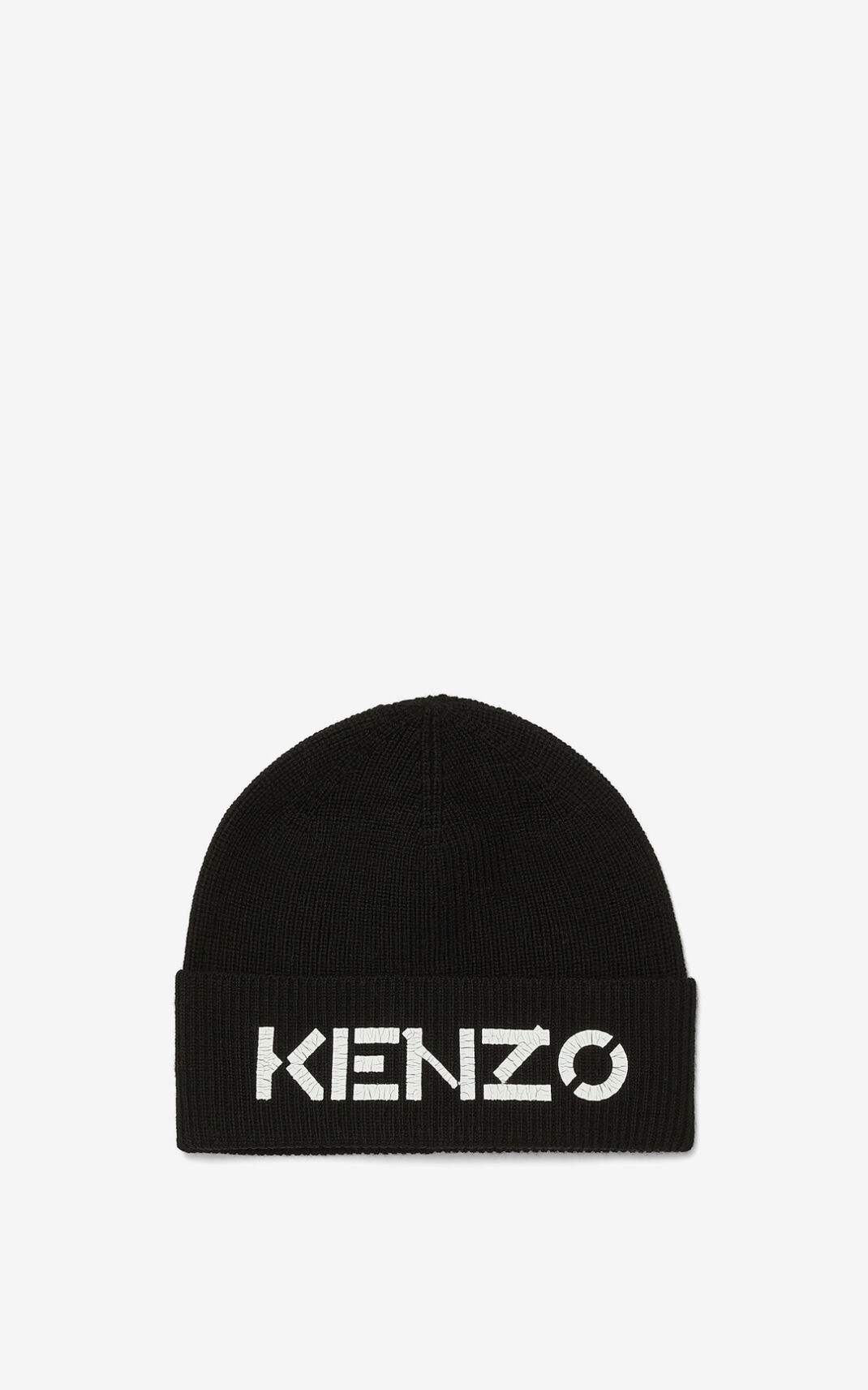 Kenzo Logo ニット ビーニー メンズ 黒 - AQZRUO784